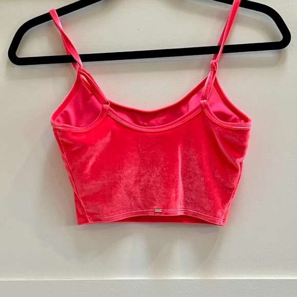 Victoria Secret Pink lightly lined velvet crop top hot pink Size S - Picture 3 of 5
